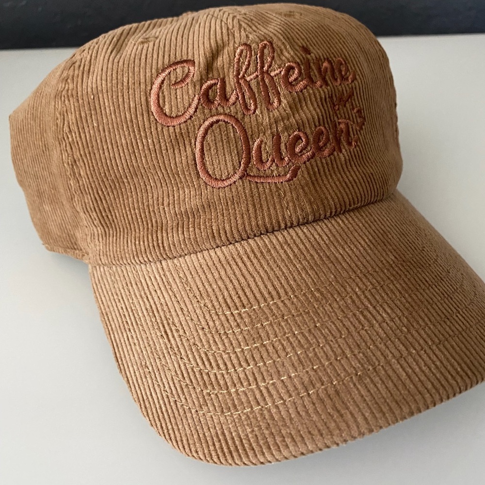 Brown Corduroy 'Caffeine Queen' Cap